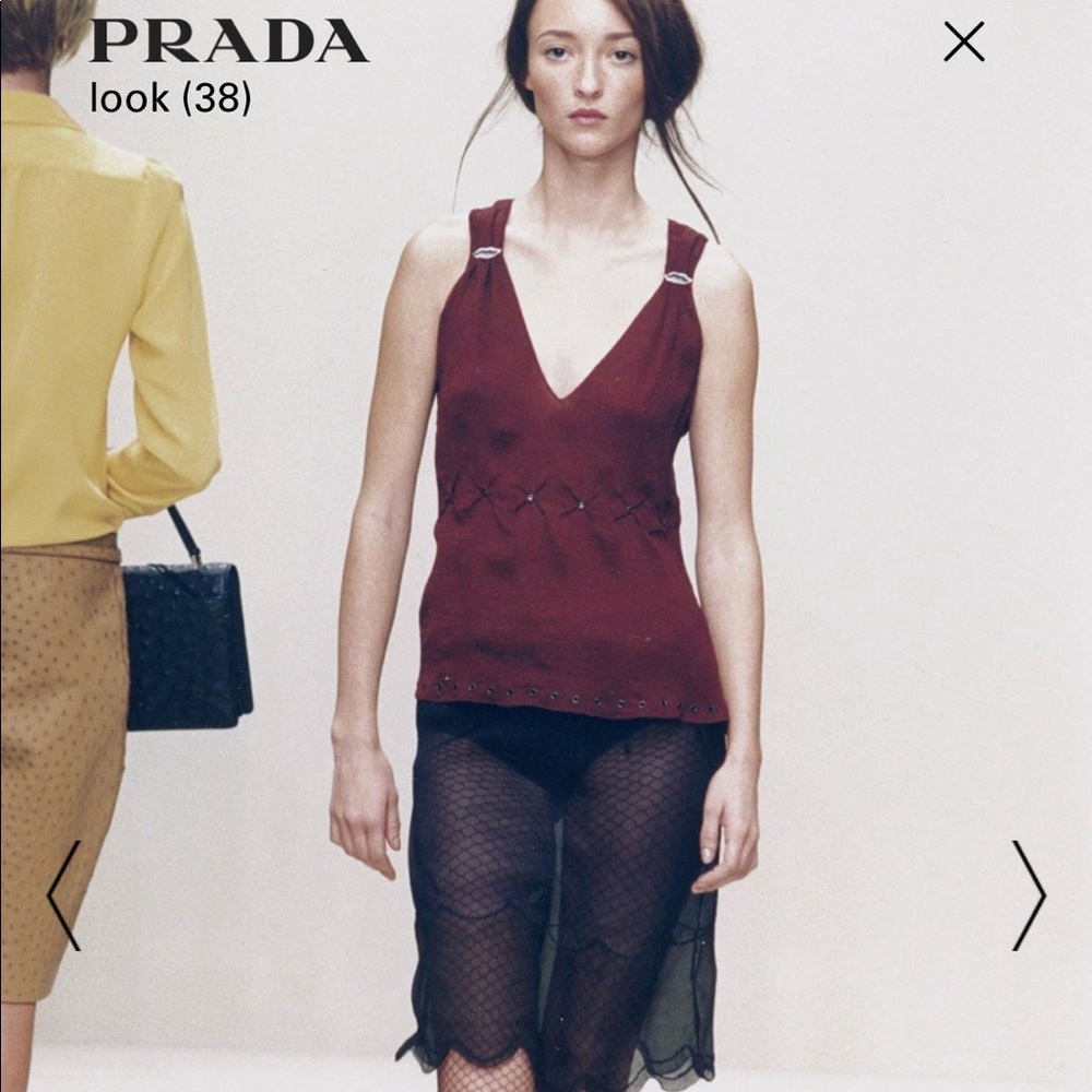 Prada runway lip print iconic Sz 40 top SS 2001